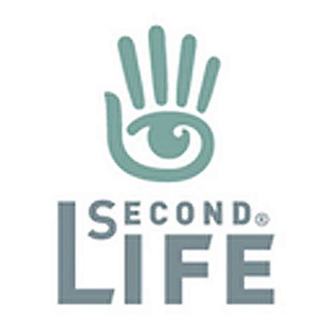 The Second Life logo features a stylized raised hand in teal in front of a white background.